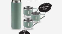 BİM De:! Satılan Paslanmaz Çelik Termos Sızdırmaz 3 Bardaklı Termos Seti 12 Saat Sıcak-Soğuk 500 ml Özel Kutulu