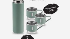 BİM De:! Satılan Paslanmaz Çelik Termos Sızdırmaz 3 Bardaklı Termos Seti 12 Saat Sıcak-Soğuk 500 ml Özel Kutulu